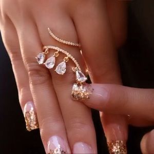 Gorgeous Gold Zirconia Hanging Pendant Ring!